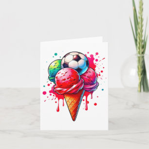 Tarjeta Cono acuático con crema de hielo de goteo de fútbo