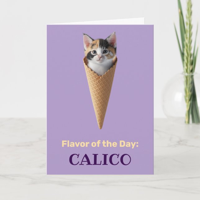 Tarjeta Cono de gato atigrado lindo saludo  (Anverso)