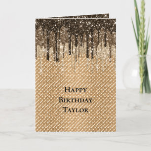 Tarjeta Cono de helado de chocolate con gotas brillantes c