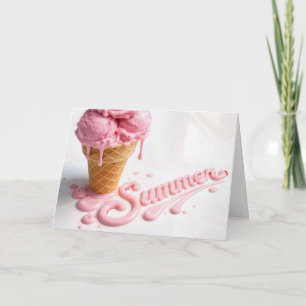 Tarjeta Cono de helado derretido de cumpleaños de verano