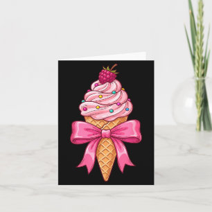 Tarjeta Cono de Helado Lazo Coqueto de Cinta Rosa Mamá Chi