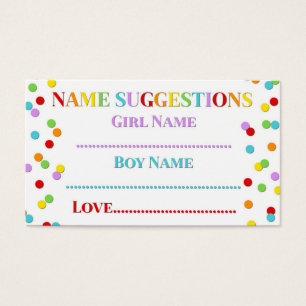 Tarjeta conocida de la sugerencia de Baby Shower