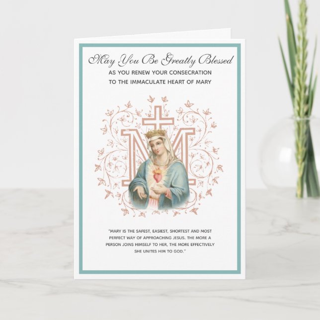 Tarjeta Consecración Católica Renovación María Religiosa (Anverso)
