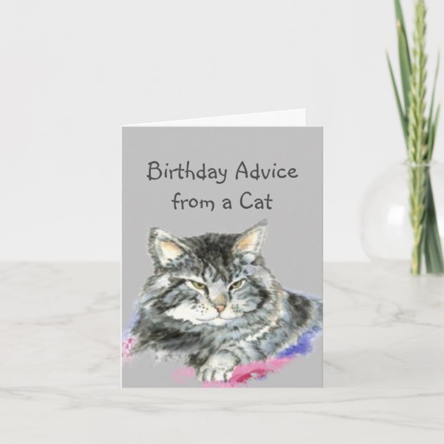 Tarjeta Consejo de cumpleaños de un gato divertido humor a (Anverso)