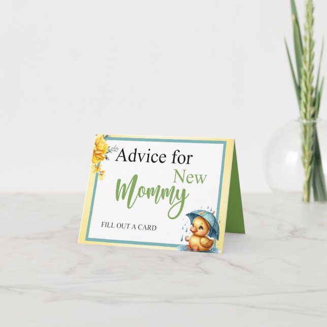 Tarjeta Consejos de Baby Shower para mami sobre el cubo de (Anverso)