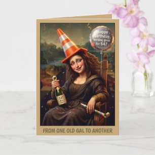 Tarjeta Consejos divertidos de Mona Lisa achispada para el