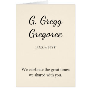 Tarjeta conservadora y llana del funeral