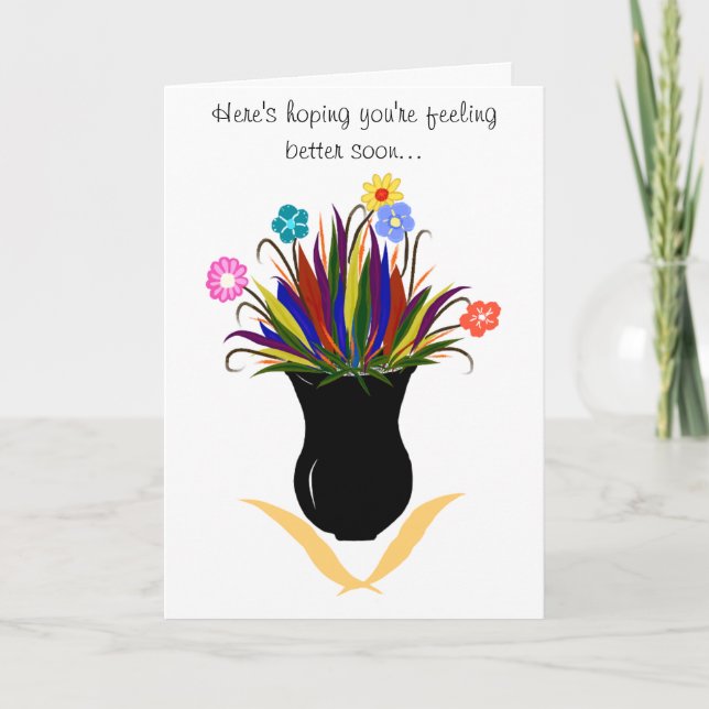 Tarjeta Consiga a florero pronto bonito bien las flores (Anverso)