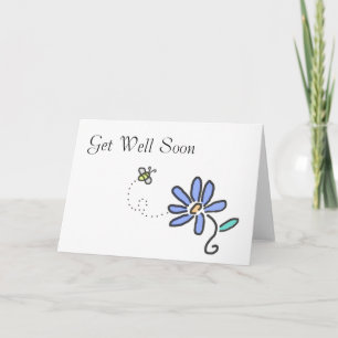 Tarjeta Consiga bien pronto - manosee la abeja y la flor