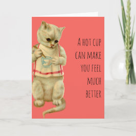 Tarjeta Consiga el gato bien con té