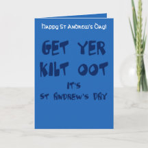 Consigue tu kilt fuera Texto azul divertido del dí