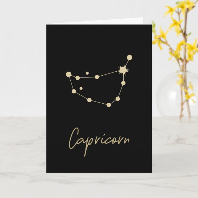 Tarjeta Constelación de Capricornio Zodiac (flor amarilla)