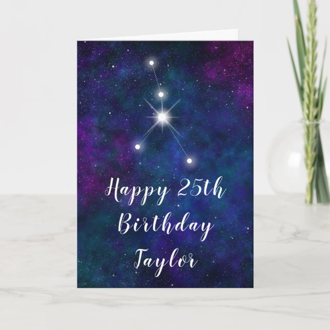 Tarjeta Constelación de Zodiac Cáncer Feliz Cumpleaños (Anverso)