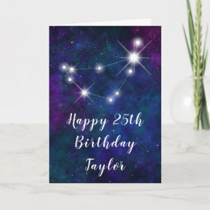 Tarjeta Constelación Zodiacal de Capricornio Feliz Cumplea