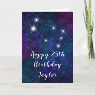 Tarjeta Constelación Zodíaco Géminis Feliz Cumpleaños