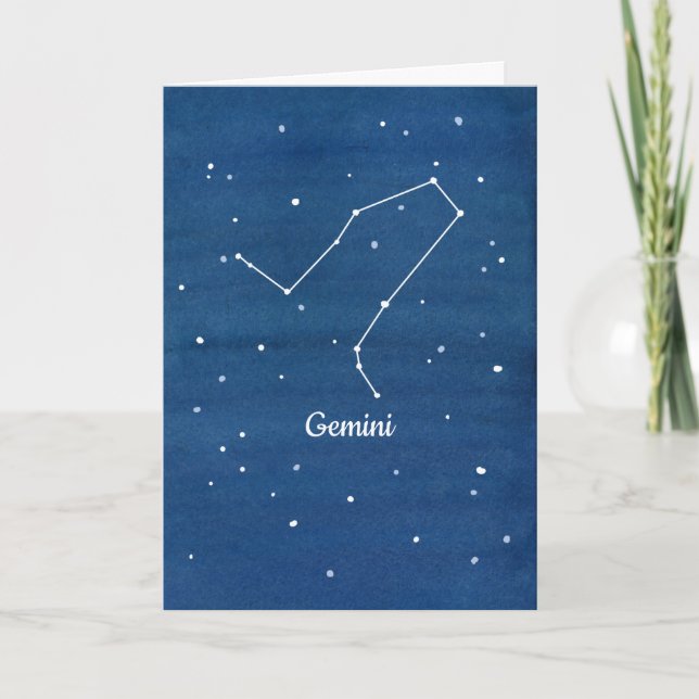 Tarjeta Constellation Gemini Astrology Rótulo Feliz Cumple (Anverso)