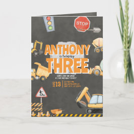 Tarjeta Construction Birthday Invitation