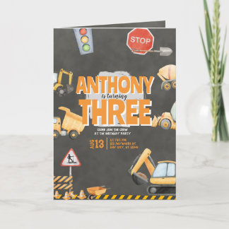 Tarjeta Construction Birthday Invitation