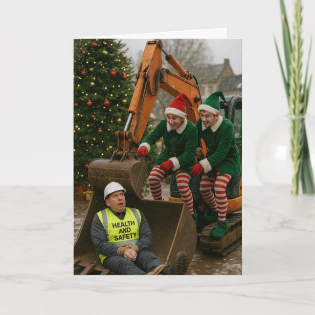 Tarjeta Construction Christmas card Health & Safety kidnap (Anverso)