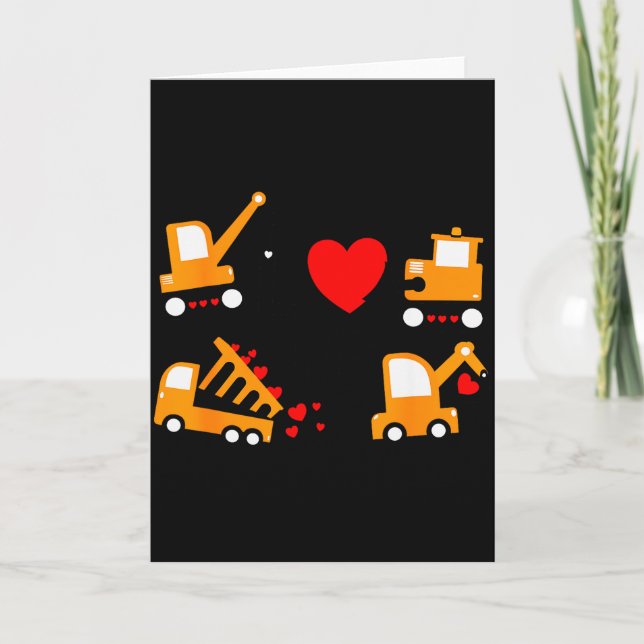 Tarjeta Construction Dump Truck Valentines Day Of Lover Ki (Anverso)