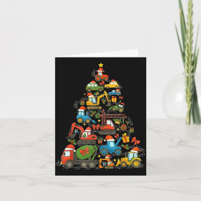 Tarjeta Construction Truck Christmas Tree Christmas Kids B (Anverso)