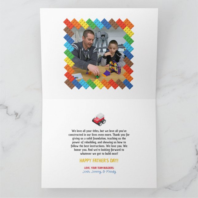 Tarjeta Constructor Bonus Dad, Stepdad, Marido, Ladrillos  (Interior)