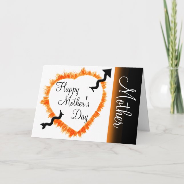 Tarjeta Contorno de corazón de Naranja hueco y rústico del (Anverso)