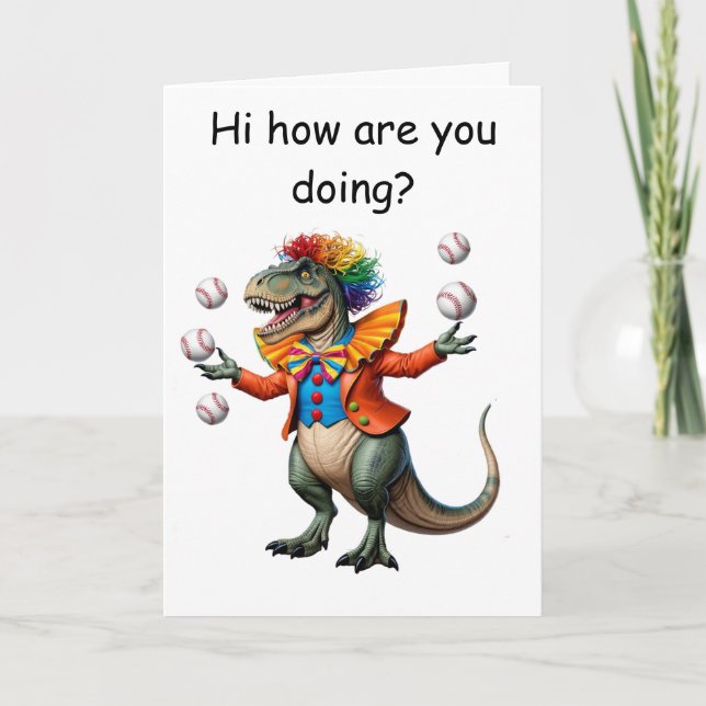 Tarjeta Contrabando T-rex con traje de payaso (Anverso)