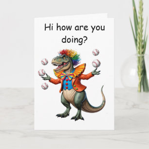 Tarjeta Contrabando T-rex con traje de payaso