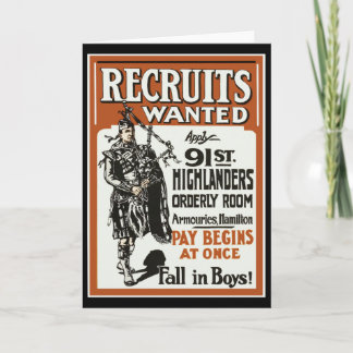 Tarjeta Contratación 91ª Highlanders Bagpiles WWI