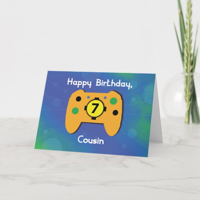 Tarjeta Controlador de juego de cumpleaños de Cousin Boy 7 (Anverso)