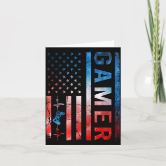Tarjeta Controlador de juego Gamer Boy Retro USA Flag Tie 