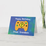 Tarjeta Controlador de juego Great Grandson de 7 años<br><div class="desc">Cuando jugar videojuegos es su pasatiempo favorito,  entonces puedes darle esta carta para saludarlo con un feliz séptimo cumpleaños una vez que llegue ese día especial. Es un gran tipo y merece un gran cumpleaños. Dale una con esta tarjeta.</div>