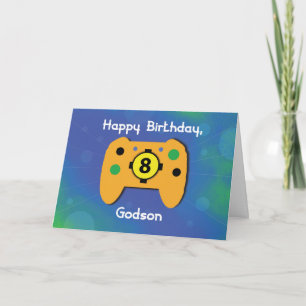 Tarjeta Controlador de jugador de cumpleaños Godson de 8 a