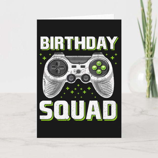 Tarjeta Controlador De Videojuegos De Cumpleaños Squad Par (Anverso)