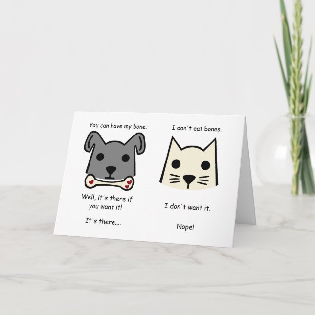Tarjeta Conversación divertida de gatos y perros, comedia (Anverso)