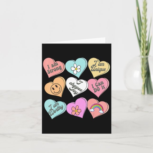 Tarjeta Conversation Hearts Groovy Valentines Day Cute Tea (Anverso)