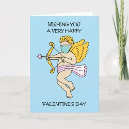 Tarjeta Convid 19 El día de San Valentín Cupido en una más