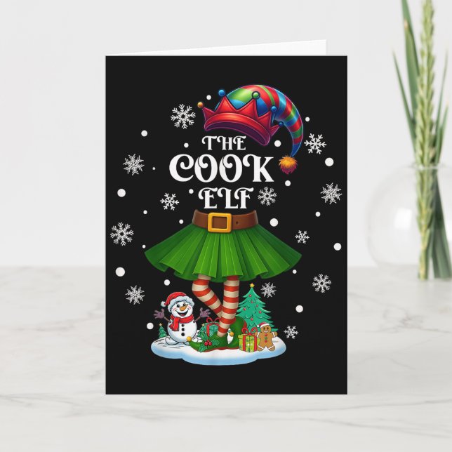 Tarjeta Cook Elf Squad Xmas Women Girls Mom Christmas Fami (Anverso)