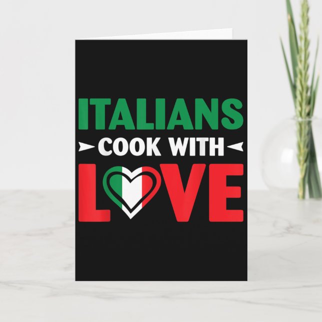 Tarjeta Cook With Love Italian Chef Funny Sayings Quotes  (Anverso)