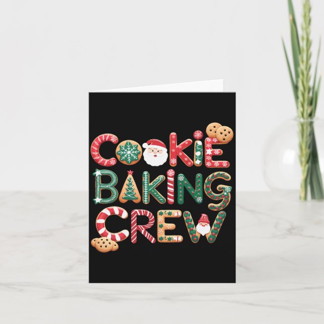 Tarjeta Cookie Baking Crew Family Christmas Gingerbread Te (Anverso)
