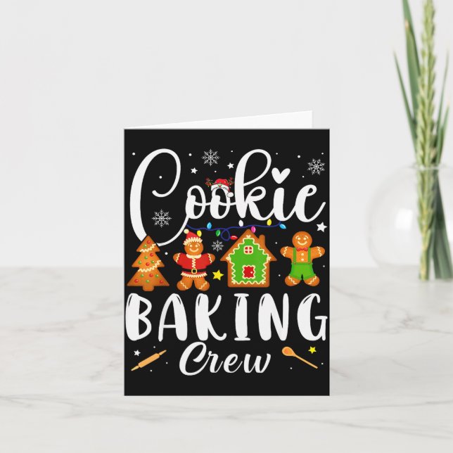Tarjeta Cookie Baking Crew Family Christmas Gingerbread Te (Anverso)