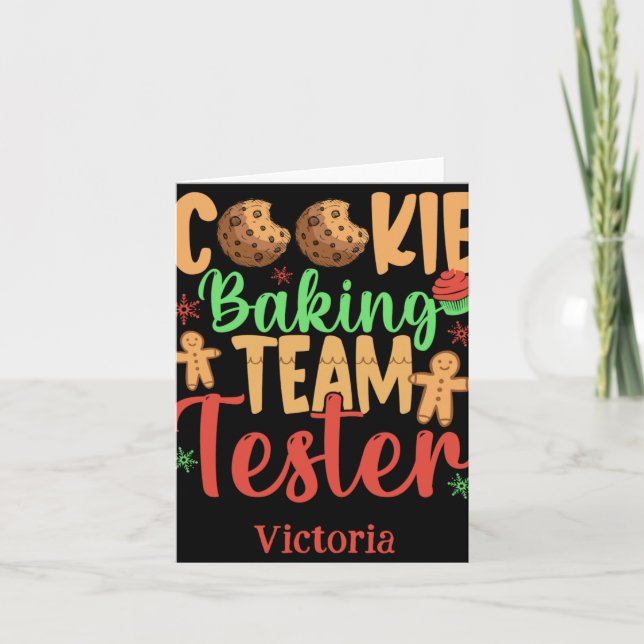 Tarjeta Cookie Baking Team Tester Name Holiday Toddler T S (Anverso)