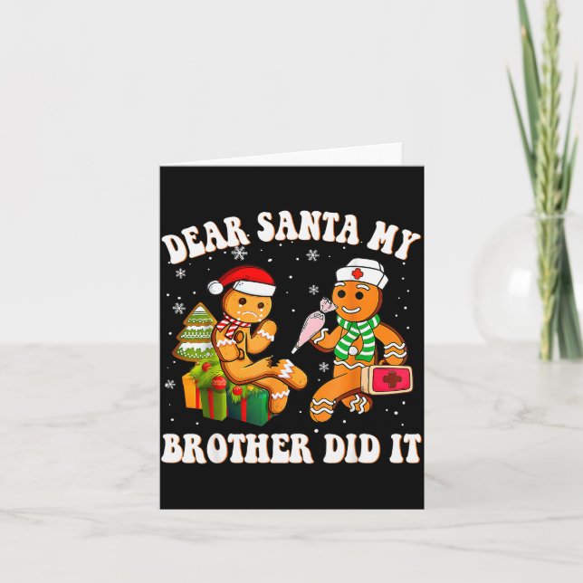 Tarjeta Cookie Dear Santa My Brother Did It Funny Christma (Anverso)