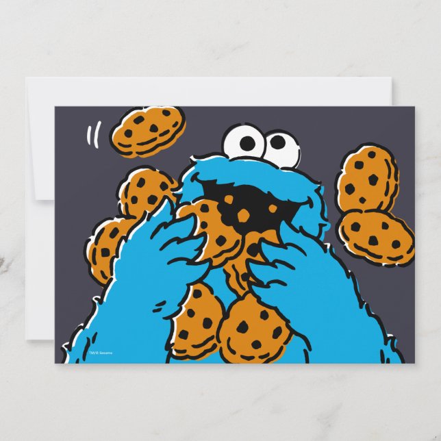Tarjeta Cookie Monster Eating All the Cookies (Anverso)