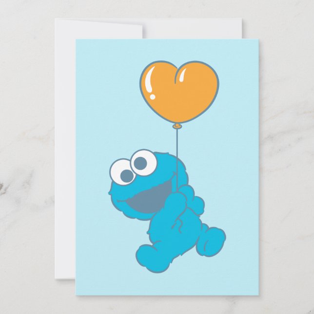 Tarjeta Cookie Monster Heart Balloon (Anverso)