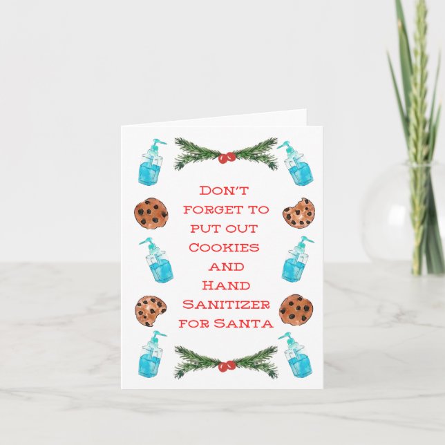 Tarjeta Cookies y Sanitizador manual para Santa (Anverso)