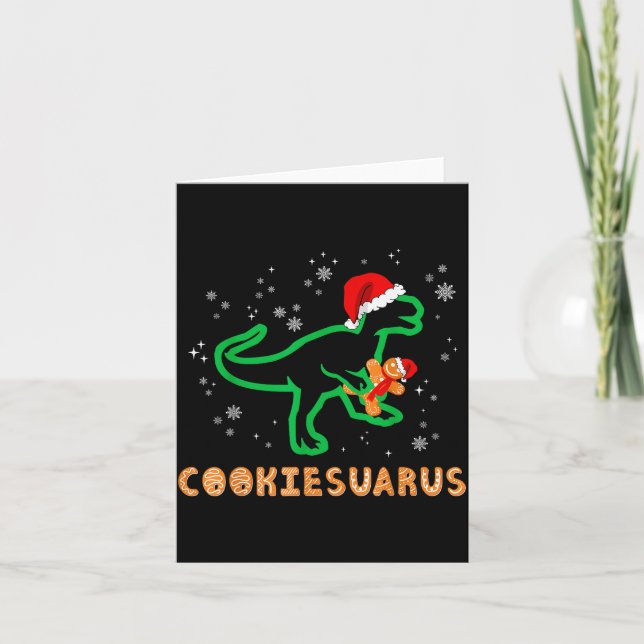 Tarjeta Cookiesaurus Christmas Dinosaur Rex Sugar Cookie  (Anverso)