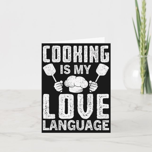 Tarjeta Cooking Is My Love Language Funny Chef Quote  (Anverso)