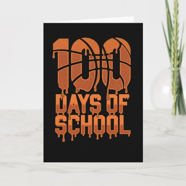 Tarjeta Cool 100 Days School Basketball Lover Classroom (Anverso)